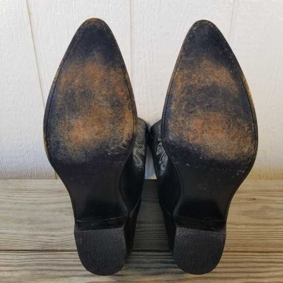 Justin Buck London Calfskin Mens Black Leather Western Boots 13 D 1408 - Picture 7 of 13